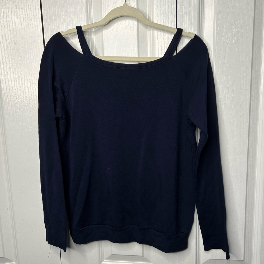 Bailey 44 Navy Blue Long Sleeve Sweater Cold Shoulder Cut-out Size Medium